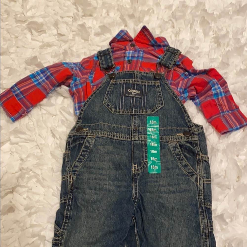 NWT OshKosh Infant Boys Overall Pants Set